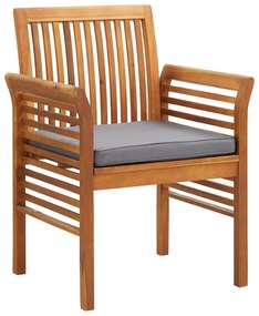 5 pcs conjunto de jantar exterior c/ almofadões acácia maciça