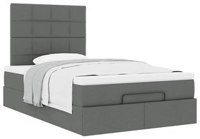 Estrutura cama otomana colchão 120x200cm tecido cinzento escuro