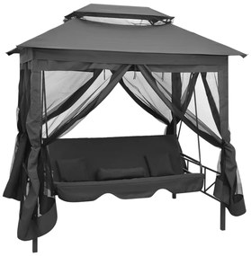 vidaXL Baloiço jardim + toldo convertível 220x160x240cm aço antracite