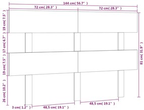 Cabeceira de cama 144x3x81 cm pinho maciço cinzento