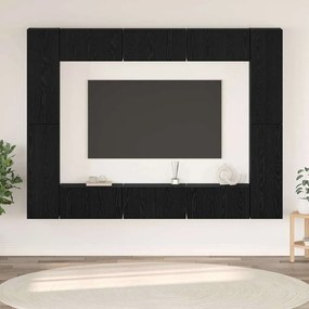vidaXL Conjunto de móvel de TV com prateleira Outros com armazenamento com porta 10 pcs Carvalho Preto