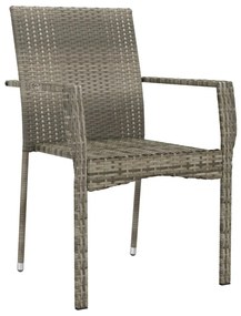 Cadeiras de jardim c/ almofadões 2 pcs vime PE cinzento