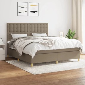 vidaXL Cama com molas/colchão 180x200 cm tecido castanho-acinzentado
