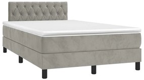 Cama box spring colchão LED 120x190 cm couro artif. cinza-claro