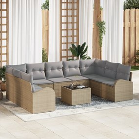Conjunto de Sofás de Jardim vidaXL de 10 Peças com Almofadas em Rattan
