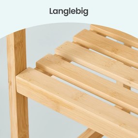Estante de bambu para casa de banho, de pé, ajustável, com 6 níveis, 43 x 30 x 173 cm, natural