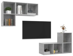 Armários de parede para TV 4pcs derivados madeira cinza cimento