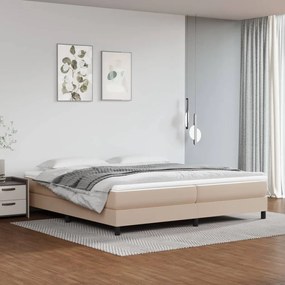 vidaXL Estrutura de cama com molas 200x200 cm couro artificial cappuccino