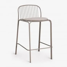 [*]banco Alto De Jardim Em Aço Anerina Moka Brown & ↑65 Cm & Bege Avelã - Sklum