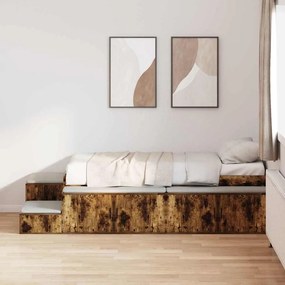 vidaXL Cama com Armazenamento Carvalho Fumado 90x200 cm