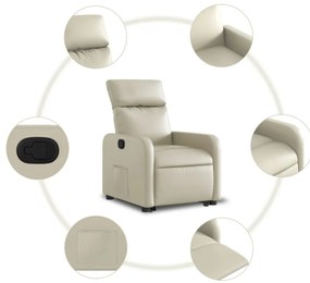 Poltrona reclinável elevatória couro artificial cor creme