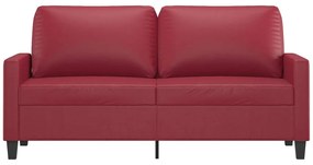 Sofá de 2 lugares 140 cm couro artificial vermelho tinto