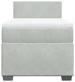 Cama com Molas/Colchão e Luzes Led - 80x200 cm - Veludo Cinza-Claro