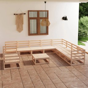 vidaXL 11 pcs conjunto lounge de jardim pinho maciço
