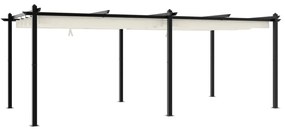 Gazebo de jardim com teto retrátil 3x6 m alumínio creme
