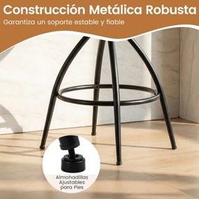 Bancos de bar giratórios, 2 unidades, altura de balcão, encosto, apoio para os pés, metal e couro sintético, para cozinha e sala de jantar, castanho