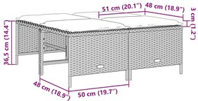 5 pcs conjunto sofás de jardim com almofadões vime PE preto