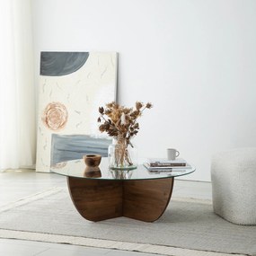 Mesa de Café Lily - Cor Nogueira - Medidas: 90cm x 30cm x 90cm