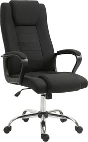 Cadeira de escritório com rodas, cadeira de direção ergonómica giratória com altura ajustável, linho preto