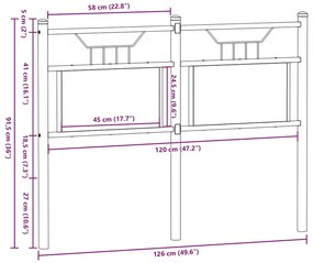 Cabeceira de cama 120cm derivados madeira/aço carvalho castanho
