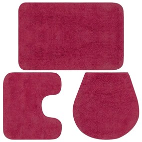 vidaXL Conjunto tapetes de casa de banho 3 pcs tecido fúcsia