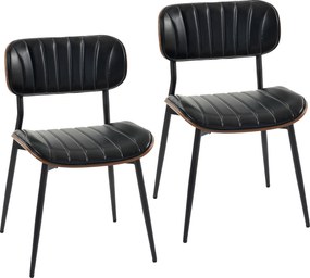 HOMCOM Conjunto de 2 Cadeiras de Sala de Jantar em Pele Sintética com Encosto Curvo e Pernas Metálicas 49,5 x 49,5 x 80 cm Preto e Castanho | Aosom Portugal