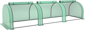 Outsunny Mini Estufa de Jardim Estufa para tomates 3,5L x 1l x 0,8H m Aço PE Alta densidade 140 g/m² Anti-UV 3 janelas verde | Aosom Portugal