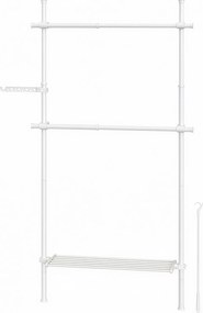 Guarda-roupa aberto com 2 varões e 1 prateleira com 3 níveis 33,5 x (84-123) x (220-300) cm , ajustável em altura e largura Branco