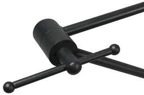 Candeeiro Pendente Preto com Abajur Duplo em Veludo, Design Folha e Bege - Blitz Clássico / Antigo,Moderno
