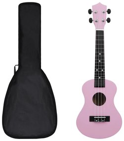 70153 vidaXL Conjunto ukulele soprano infantil com saco 23" rosa