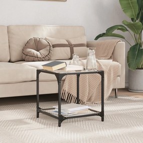 vidaXL Mesa de centro com topo em vidro preto 40x40x40 cm aço