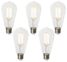 Conjunto de 5 E27 3-staps dimbaar LED lamp ST64 clear 6W 700 lm 2700K