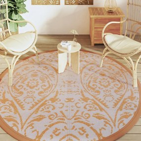 Tapete de exterior Ø200 cm ARAKIL PP laranja e branco