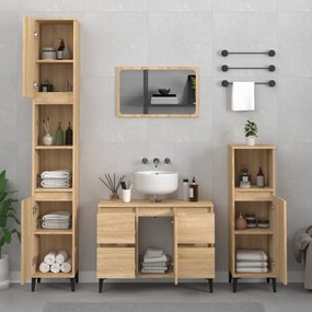 vidaXL 3 pcs conj. móveis casa banho derivados madeira carvalho sonoma