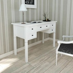 vidaXL Secretária com 5 gavetas branco