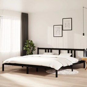 vidaXL Estrutura de cama 200x200 cm madeira maciça preto