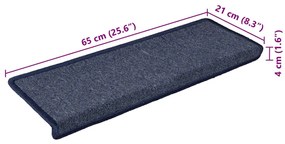 Tapetes de escadas 30 pcs 65x21x4 cm cinzento e azul