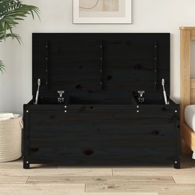 vidaXL Caixa de arrumação 110x50x45,5 cm madeira de pinho maciça preto