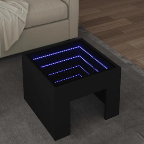 Mesa de centro com luzes LED Infinity 40x40x30 cm preto