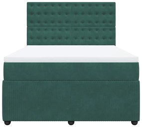 Cama com molas/colchão 160x200 cm veludo verde-escuro