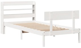Cama sem colchão 90x190 cm madeira de pinho maciça branco