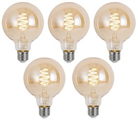 Conjunto de 5 lâmpadas LED E27 inteligentes reguláveis G95 âmbar 4,9W 320 lm 2500K Zigbee