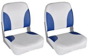 vidaXL Assentos barco 2 pcs encosto dobrável azul/branco 41x36x48 cm