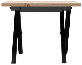 Mesa de centro estrutura em X 50x50x35 cm pinho e aço
