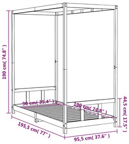 Estrutura de cama infantil 90x190 cm madeira de pinho maciça