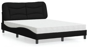 Cama com colchão 120x200 cm tecido preto