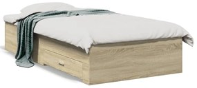Estrutura de cama c/ gavetas derivados madeira carvalho sonoma