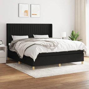 vidaXL Cama com molas/colchão 160x200 cm tecido preto