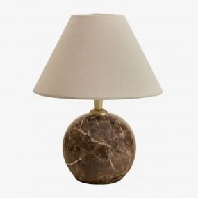 Lâmpada De Mesa Em Pedra Natural Marvexi Mármore Castanho Emperador & Branco Ø20 Cm - ↑10 Cm Menorca - Sklum