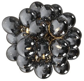 Candeeiro de teto design preto com vidro fumê 6 luzes - Uvas